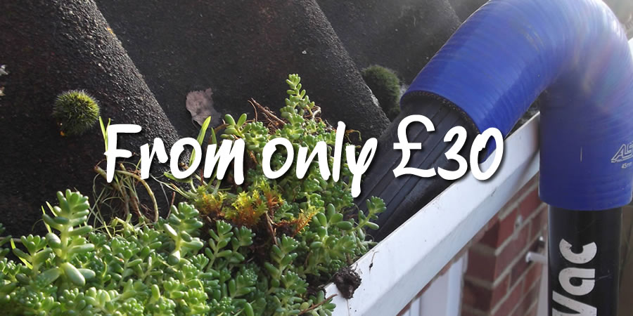 blocked gutters cleared using specialist gutter vacuum