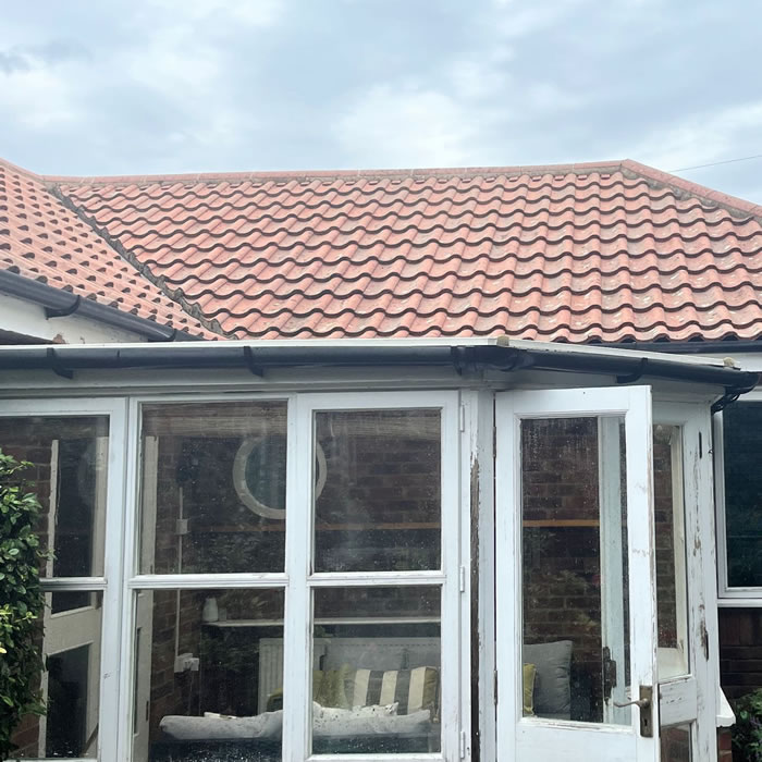 Rear of property roof cleaned up beautifully