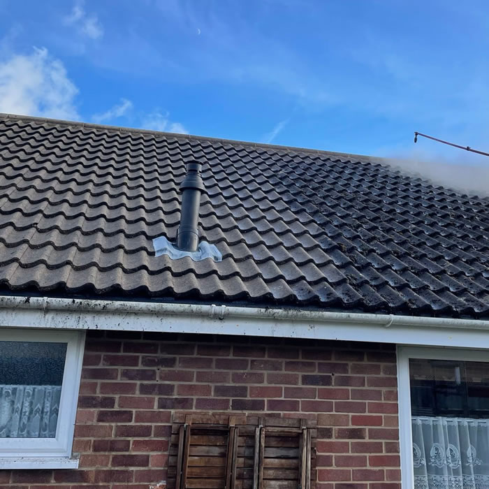 Terrace property being steam cleaned before sealed